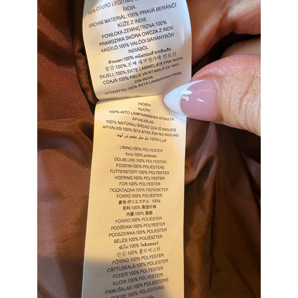 Michael Kors Carmel Brown Moto  100 % leather jacket medium small - Picture 14 of 15